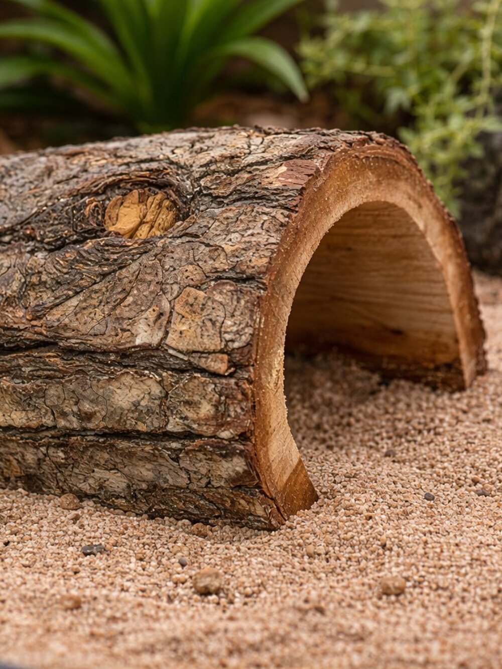Natural Wood Reptile Hide Log Cave for Gecko Snake Lizard Small Terrarium Decor